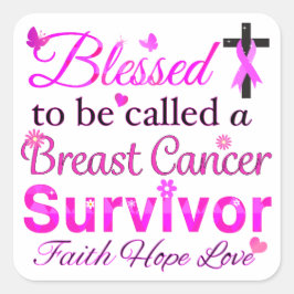 Blad Bröstcancer överlevande Fyrkantigt Klistermärke