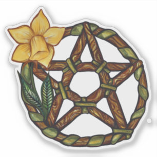 Blad Daffodil Pentacle Ostara Art Klistermärken