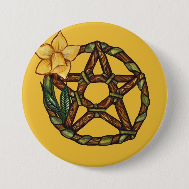 Blad Daffodil Pentacle Ostara Art Knapp (Framsida)