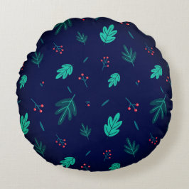 Blad design rund kudde