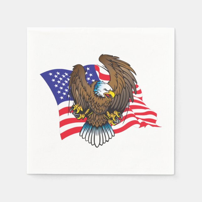 Blad Eagle och American Flagga Pappersservett (Framsidan)