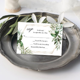 Blad & Eukalyptus Guld ingen måltid RSVP OSA Kort