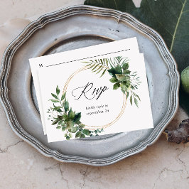 Blad & Eukalyptus Guld med måltid RSVP OSA Kort