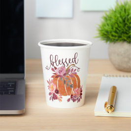 Blad - Fall Pumpkin med Rosa Flowers