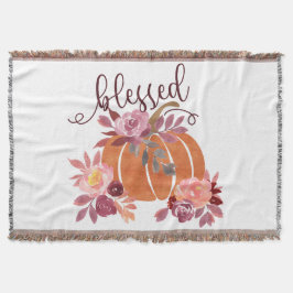 Blad - Fall Pumpkin med Rosa Flowers Filt