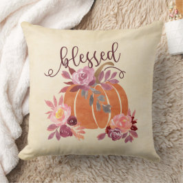 Blad - Fall Pumpkin med Rosa Flowers Kudde