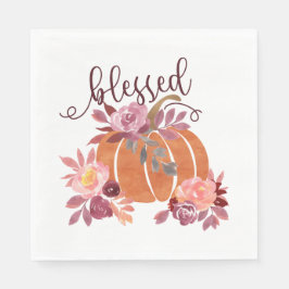 Blad - Fall Pumpkin med Rosa Flowers Pappersservett
