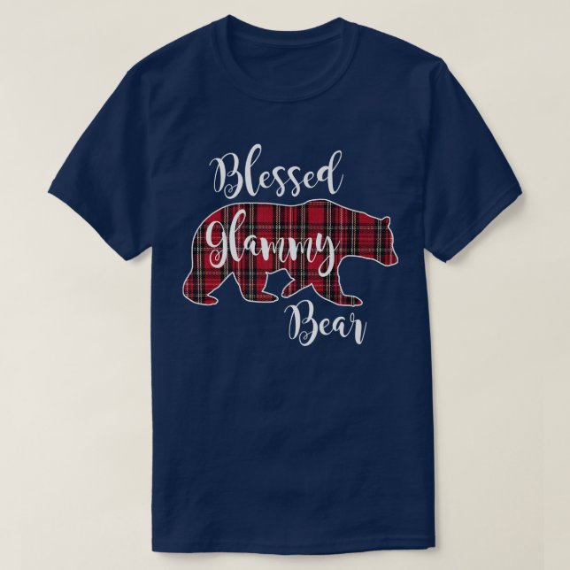 Blad Glammy Bear Red Tartan Play Grandma Gift T Shirt (Design framsida)