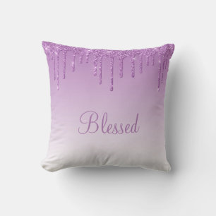 Blad Glitter Drip Girly Bling Typography Ombré Kudde