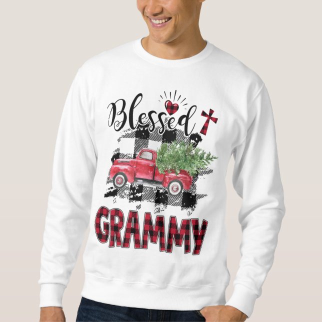 Blad Grammy Red-plaid-jul Lång Ärmad Tröja (Framsida)