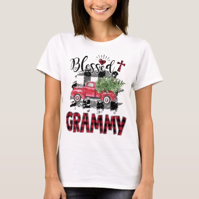 Blad Grammy Red-plaid-jul T Shirt (Framsida)