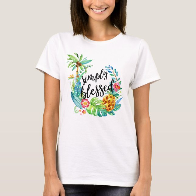 Blad kristen Religiösa Tropical Greenery T Shirt (Framsida)