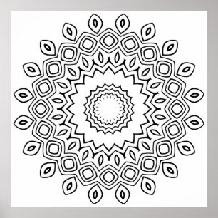 Blad Kronblad Mandala Färgsida Geometrisk Design Poster