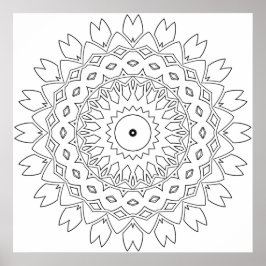 Blad Kronblad Mandala Färgsida med Stjärnkärna Poster