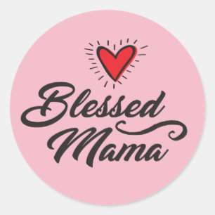 Blad Mamma - Klassisk rund fästare, Glossy, Lg. Runt Klistermärke