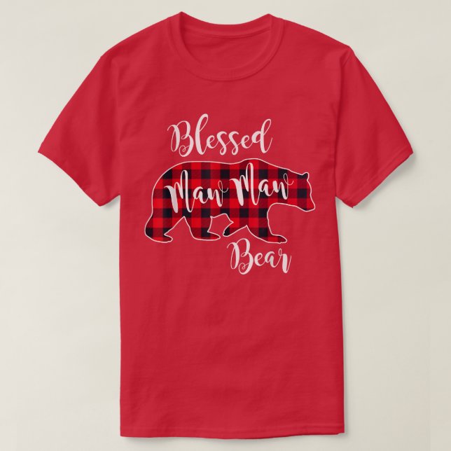 Blad Maw Bear Buffalo Check Play Mönster M T Shirt (Design framsida)