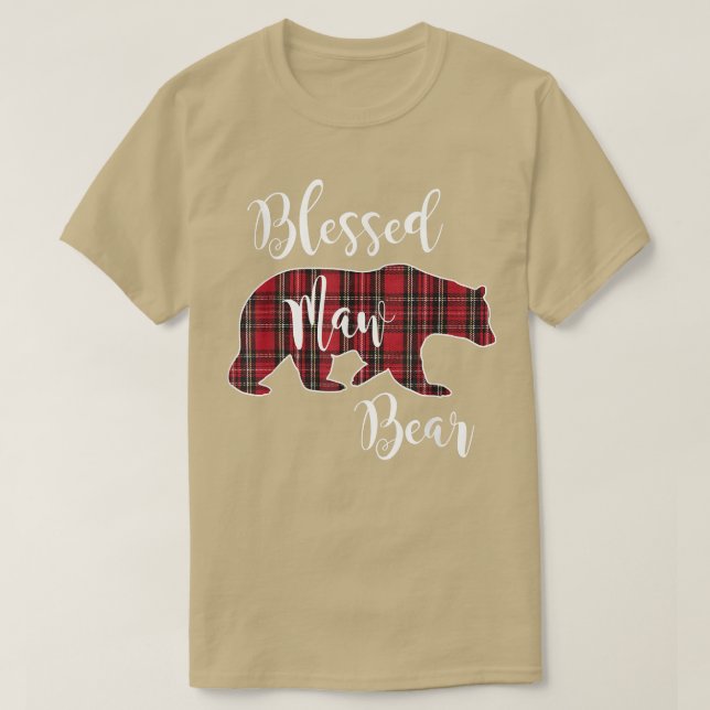 Blad Maw Bear Red Tartan Play Mönster MammaMajor T Shirt (Design framsida)