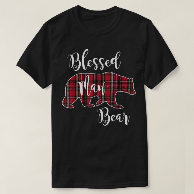 Blad Maw Bear Red Tartan Play Mönster MammaMajor T Shirt (Design framsida)