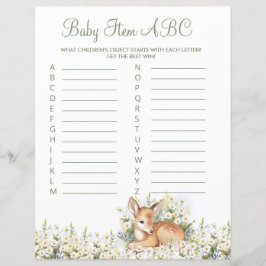 Blad med baby shower spel söta jordgubbar.