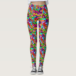 Blad med designern Zany mode, flermönstrad Leggings