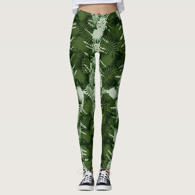 blad mönster bananblad design  leggings (Framsida)