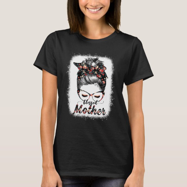 Blad Mor Messy Bun Women Glad påsk Mor T Shirt (Framsida)