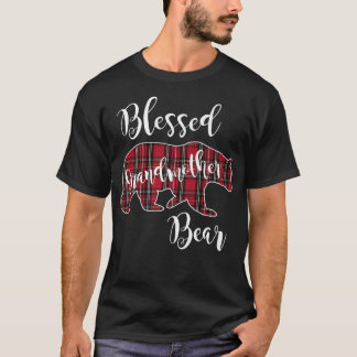 Blad mormor Bear Red Tartan Play Roligt Gran T Shirt