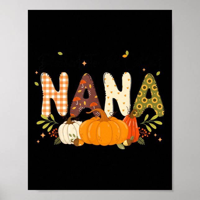 Blad Nana Pumpkin Fall Hösthösten Mamma Thanksgivi Poster (Framsidan)
