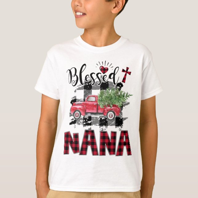 Blad Nana Red-plaid-jul T Shirt (Framsida)