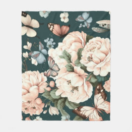 Blad och blommor fleecefilt