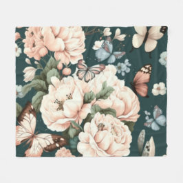 Blad och blommor fleecefilt