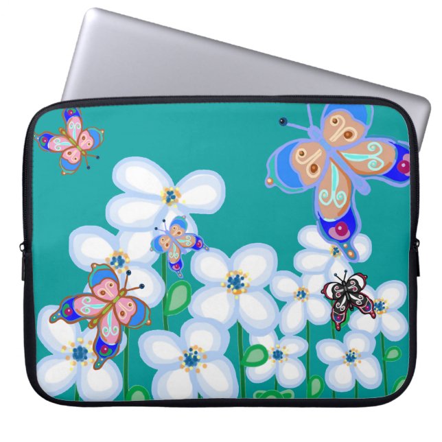 Blad och blommor laptop sleeve (Framsidan)