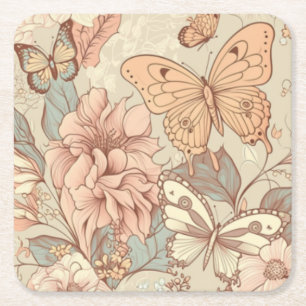 Blad och blommor underlägg papper kvadrat