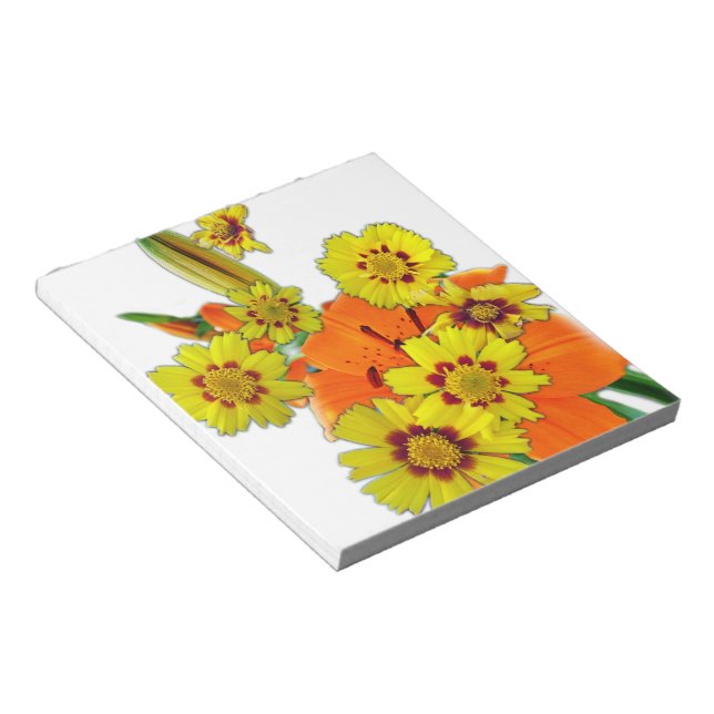 Blad och daisy av orange anteckningsblock (Vinklad)