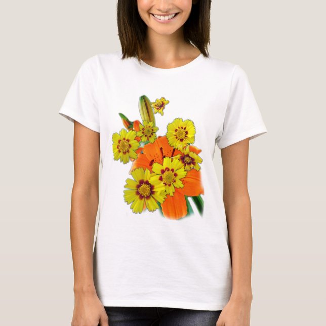 Blad och daisy av orange t shirt (Framsida)