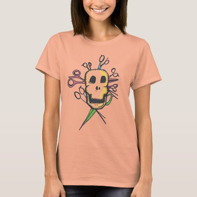 Blad och Skull Hairstylist Shirt T (Framsida)