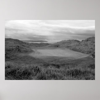 Blad- och vitt Ballybunion-länkar golfbana Poster
