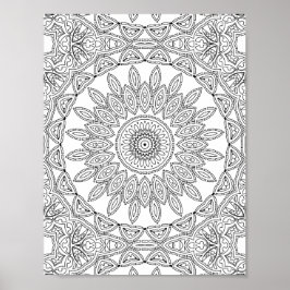 Blad Ring Mosaik Färgläggnings sida Mönster Design Poster