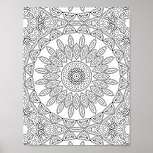 Blad Ring Mosaik Färgläggnings sida Mönster Design Poster