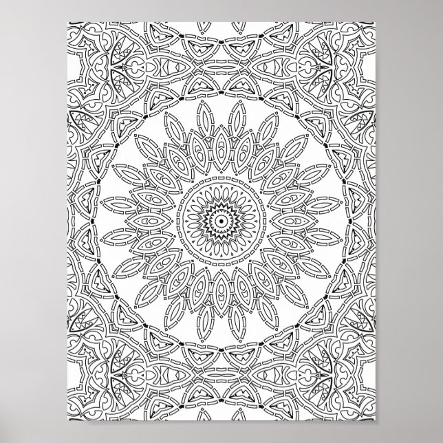 Blad Ring Mosaik Färgläggnings sida Mönster Design Poster (Framsidan)