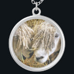 BLAD SILVERPLÄTERAT HALSBAND<br><div class="desc">Två vackra Cotswold-får fångade fotografiskt i ett roligt och humoristiskt ögonblick och pratade med varandra. Cotswold-får kommer från Cotsweps i England och föds upp för ylle och kött. De har ett långt ull med en nästan gyllene ton.</div>