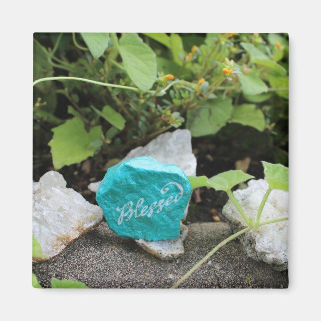 Blad Sten Gömt i trädgård Magnet (Framsidan)