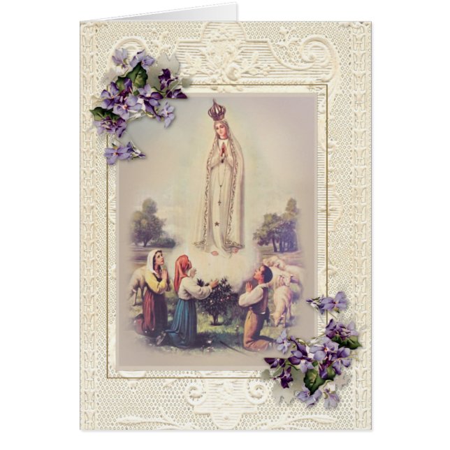 Blad Virgin Mary Immaculate Heart Fatima Hälsningskort (Framsidan)