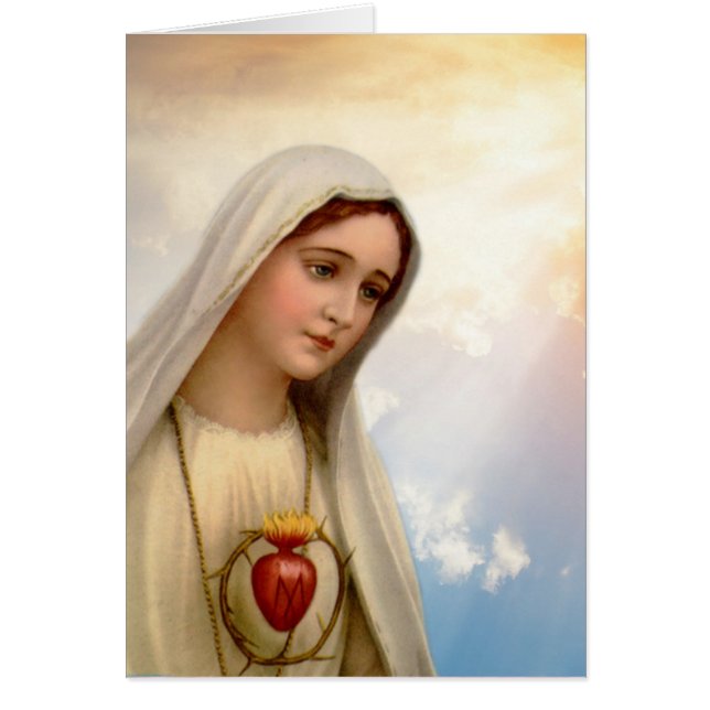 Blad Virgin Mary Immaculate Heart Fatima Hälsningskort (Framsidan)