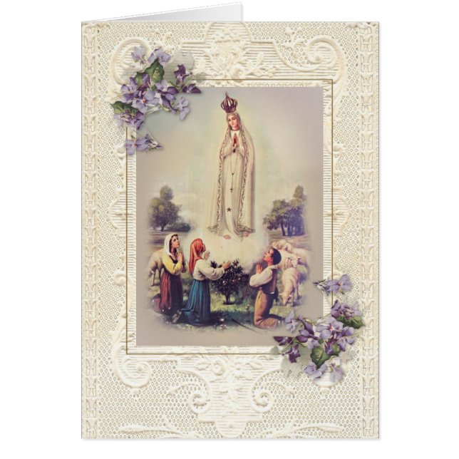 Blad Virgin Mary Immaculate Heart Fatima Hälsningskort (Framsidan)