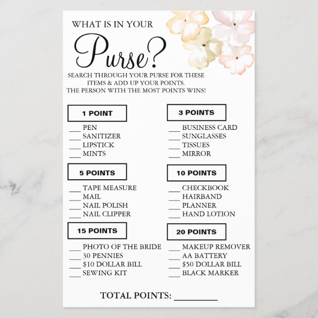 Blad What is in your purwer Shower-spelkort Flygblad (Framsidan)