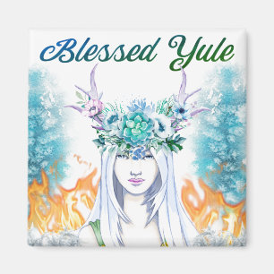 Blad Yule Woodland Maiden Pagan Helgdag Magnet