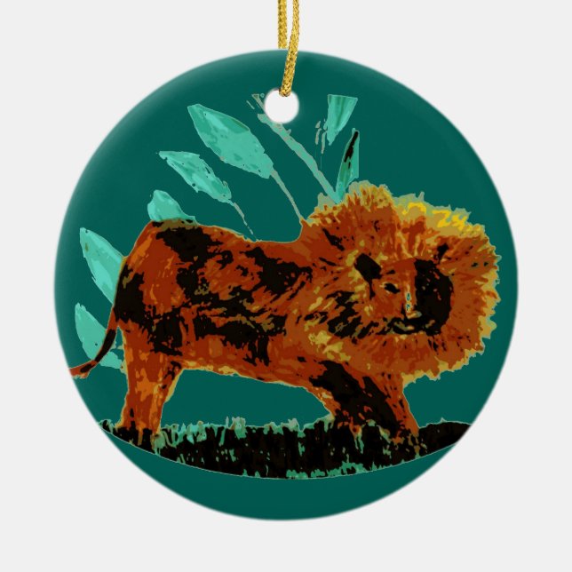 Bläda Lejona Vilder Julgransprydnad Keramik (Framsidan)