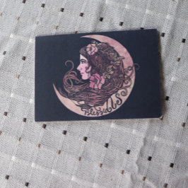 Bladad Blanka Måne guddess Pagan Art Vykort