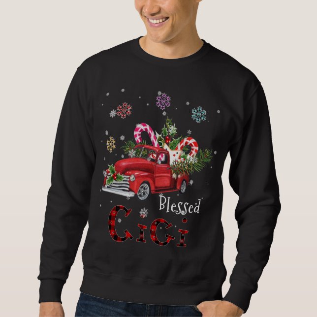 Bladad Cici-julgåva från Red Lastbil för mormor Lång Ärmad Tröja (Framsida)